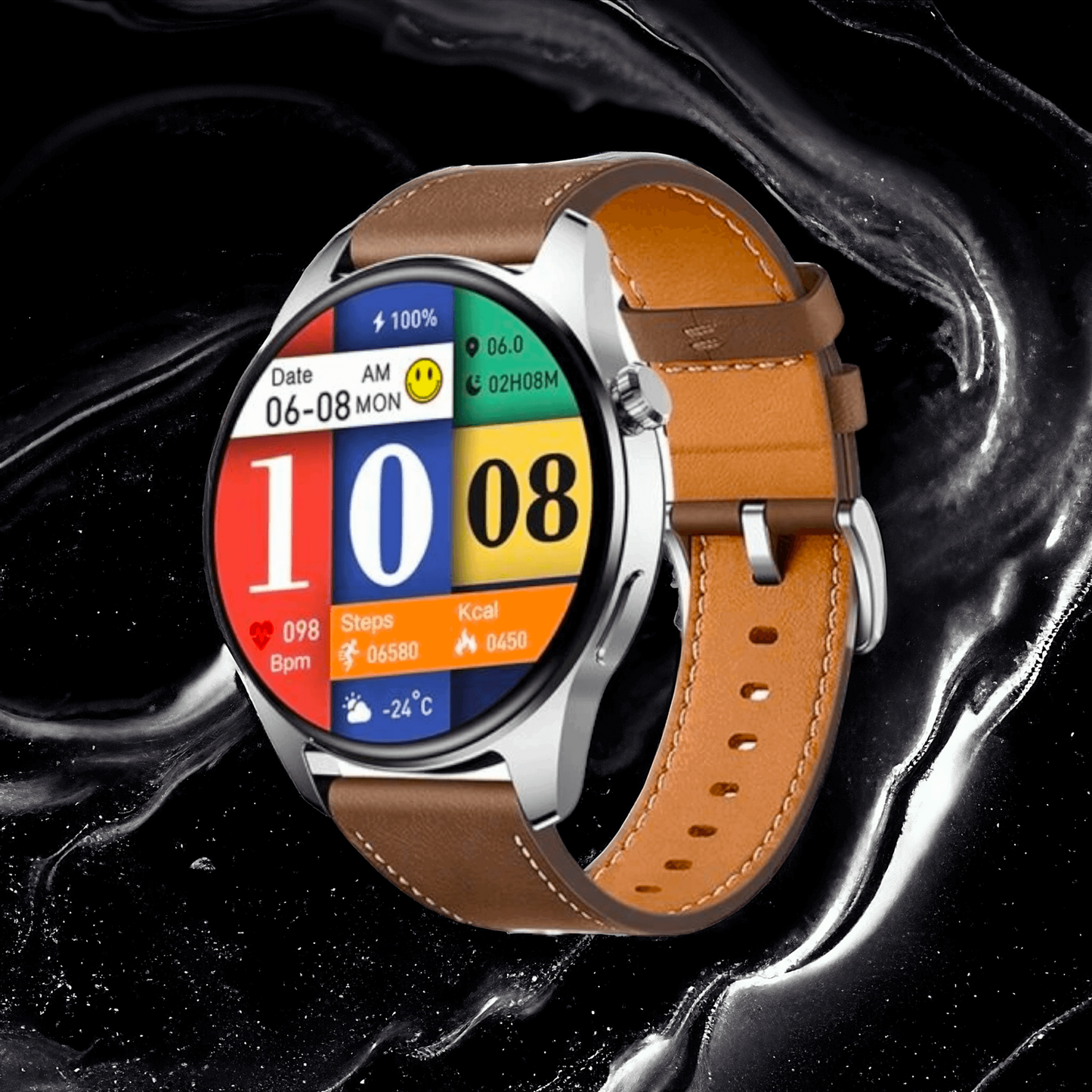 TimeFlix Eclipse Smartwatch - Sleek Round Design, AMOLED Display, Week Long Battery - TimeFlix India