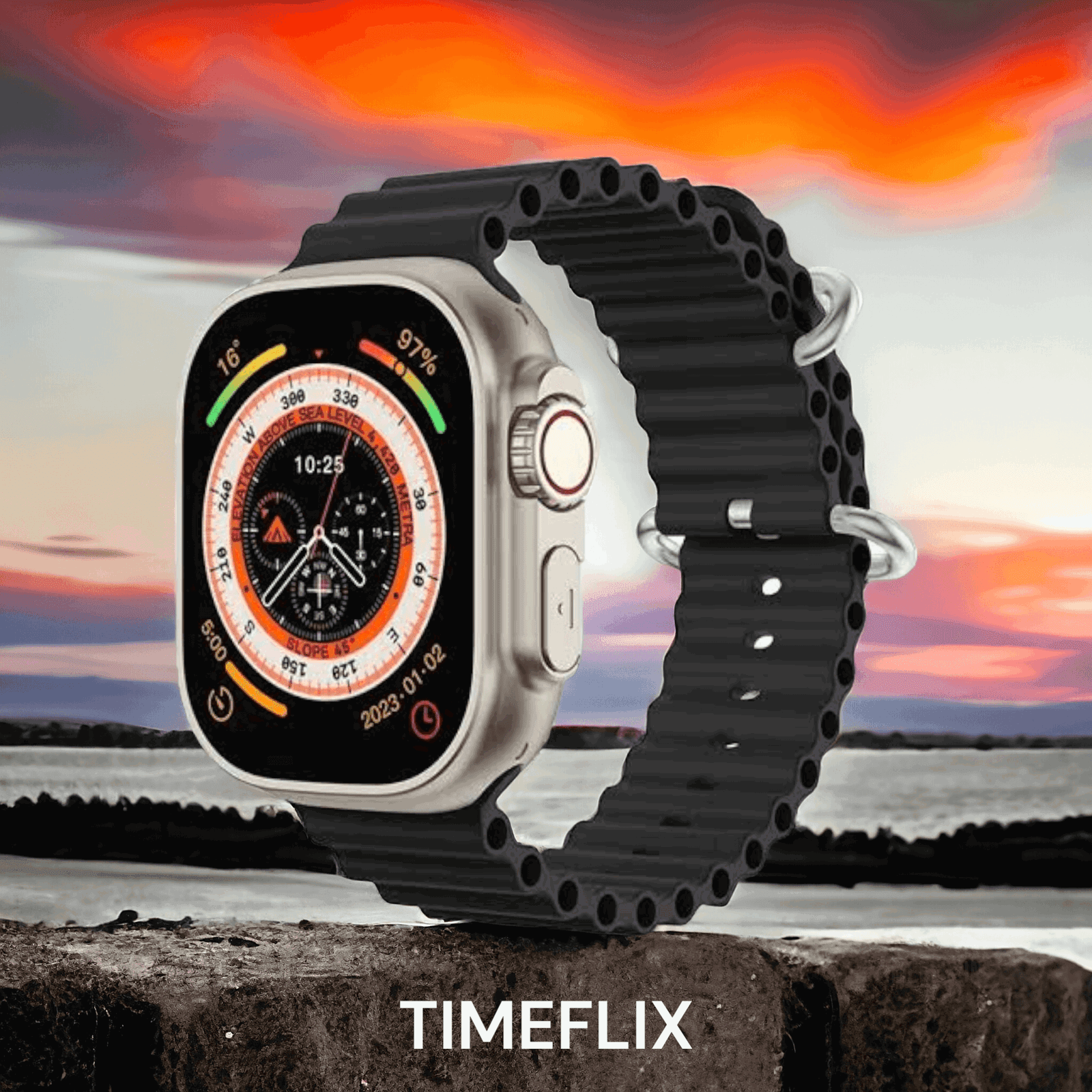 TimeFlix HW ULTRA 2 CALL ANDROID Smart Watch : 5G Sim, Dual 8MP Camera, 4GB RAM 64GB Storage - TimeFlix India